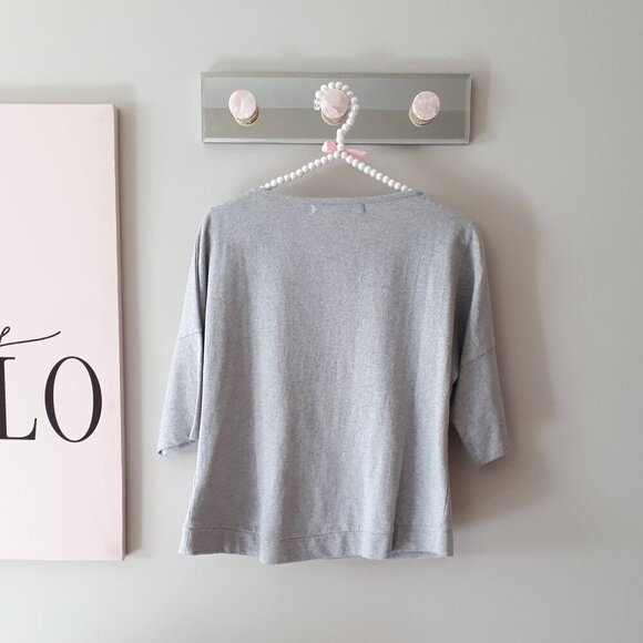 EUC Nougat London marbled grey cotton blend top with embellished detail, 1 - Picture 14 of 15